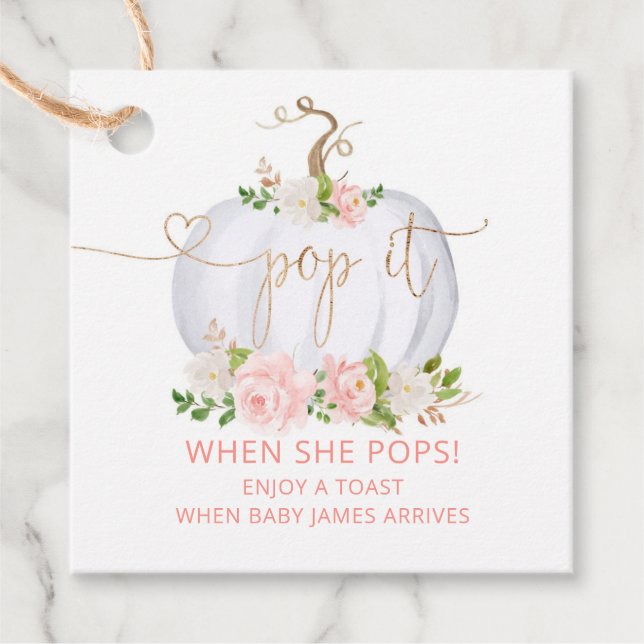 Pop es, wenn sie Pop rot rosa Goldkürbis Geschenkanhänger (Vorderseite)