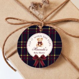 Pop es, wenn sie Pop Teddy Bear Red Bow Geschenkanhänger