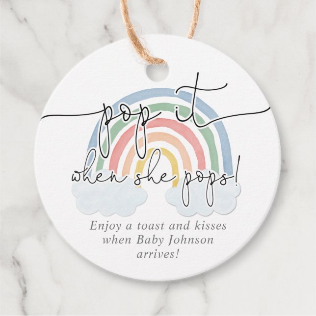 Pop es, wenn sie Regenbogen pastellfarben Aquarell Geschenkanhänger (Vorderseite)