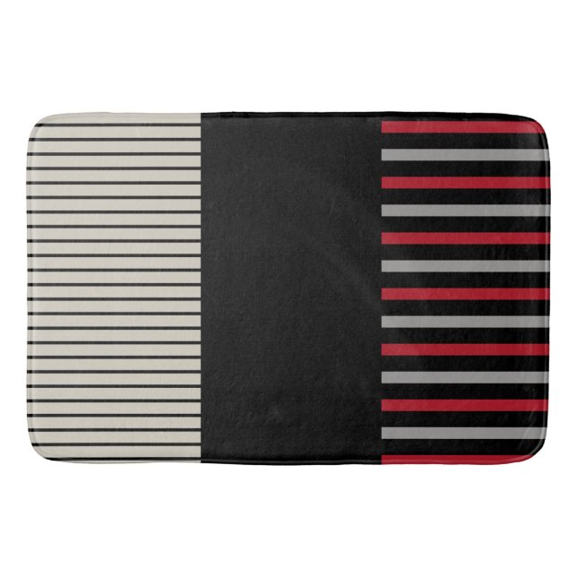 Pop-Farbstreifen rot, grau, schwarz und knochenwei Badematte (Vorderseite)
