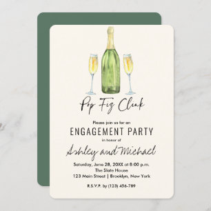 Pop Fiz Champagne Engagement Partei Einladung