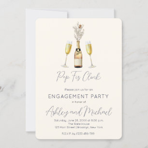 Pop Fiz Champagne Engagement Partei Einladung