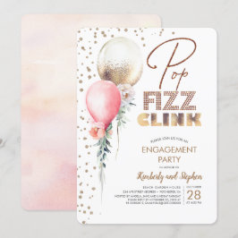 Pop Fizz Clink Balloon Garlands Moderne Verlobung Einladung
