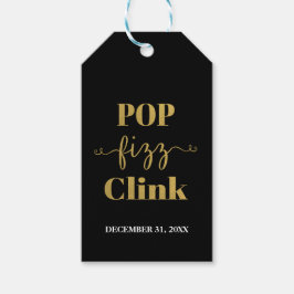 POP FIZZ CLINK Black & Gold-Geschenkmarke Geschenkanhänger