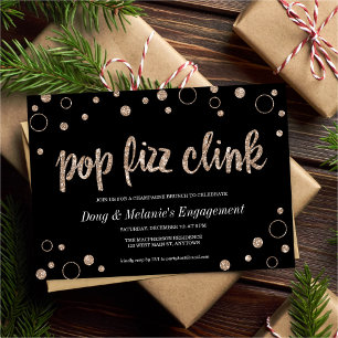 Pop Fizz Clink Champagne Bubbles   Party Einladung
