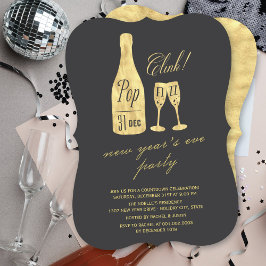 Pop Fizz Clink Champagne Chic Silvesterabend Party Einladung