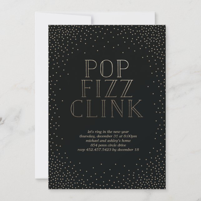 POP FIZZ CLINK EINLADUNG (Vorderseite)