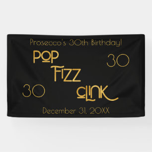 Pop Fizz Clink Elegante Typografie Geburtstag Banner