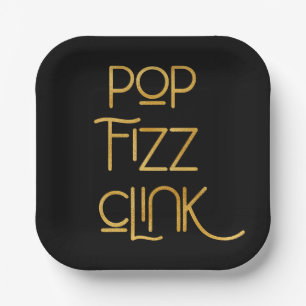 Pop Fizz Clink Elegante Typografie Pappteller