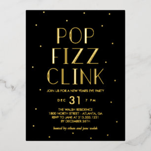 Pop Fizz Clink Foil Holiday Party Postkarte