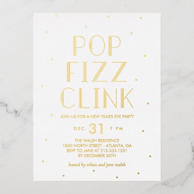 Pop Fizz Clink Foil Holiday Party Postkarte