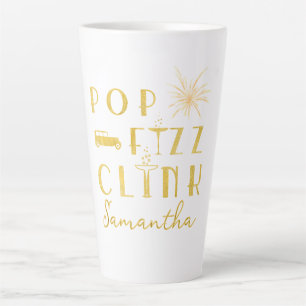 Pop Fizz Clink Gold Typografie Silvester Milchtasse