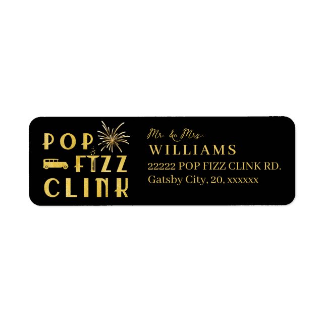 Pop Fizz Clink Gold Typograpy Modern New Years Eve (Vorne)