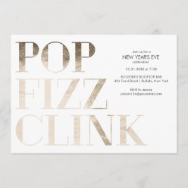 Pop Fizz Clink Imitate Gold Foil Neujahr Einladung