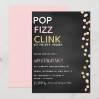 Pop Fizz Clink jedes Alter Geburtstag Chalkboard l