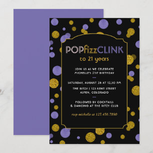 Pop Fizz Clink Meilenstein oder Geburtstag Erwachs Einladung