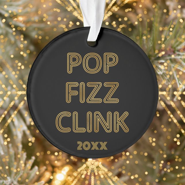 Pop Fizz Clink Modern Typografy Foto Ornament (Von Creator hochgeladen)