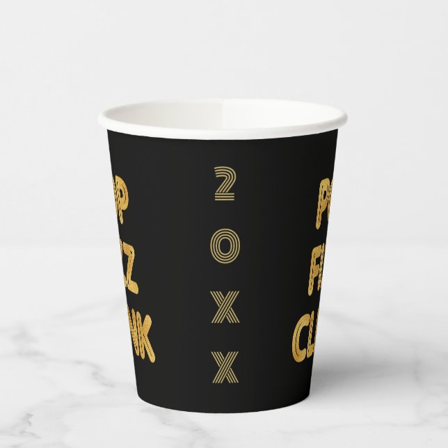 Pop Fizz Clink Moderne Typografie Neujahr Pappbecher (Links)