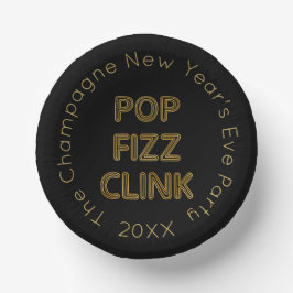 Pop Fizz Clink Moderne Typografie Neujahr Pappteller