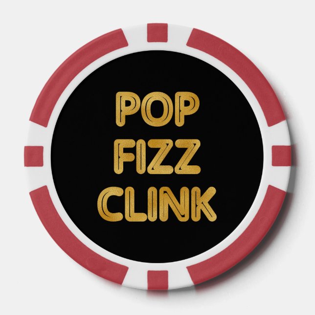 Pop Fizz Clink Moderne Typografie Neujahr Pokerchips (Vorderseite)