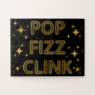 Pop Fizz Clink Moderne Typografie Neujahr Puzzle