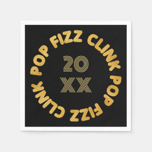 Pop Fizz Clink Moderne Typografie Neujahr Serviette