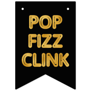Pop Fizz Clink Moderne Typografie Neujahr Wimpelkette