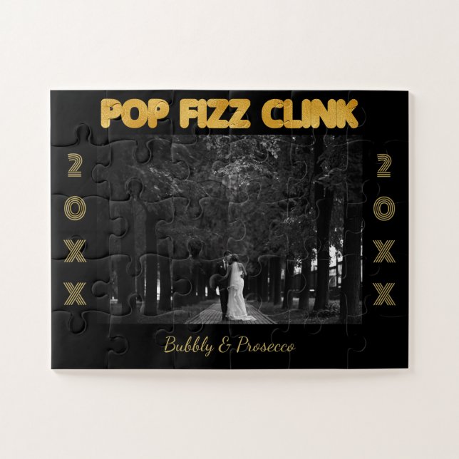 Pop Fizz Clink Moderne Typografie Neujahrsfest im  Puzzle (Horizontal)