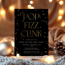 Pop Fizz Clink Schwarzes Gold Neujahrsfest Party