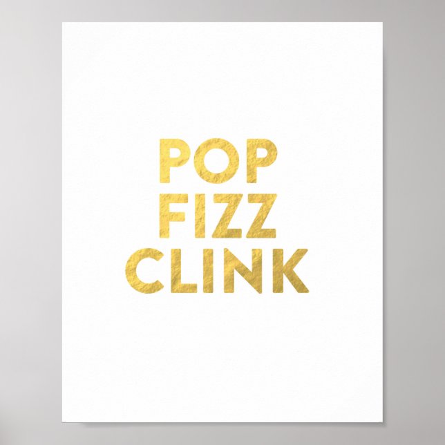 POP FIZZ CLINK Silvester Party Bar Zeichnung Poster (Vorne)
