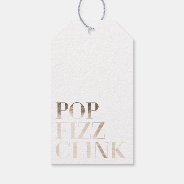 Pop Fizz Clink Trendy Imitate Goldene Foil Geschenkanhänger (Rückseite)