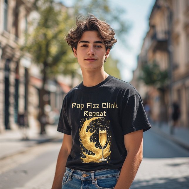 Pop Fizz Clink Wiederholen Sie Silvester Champagne Tri-Blend Shirt (Pop Fizz Clink Repeat New Year Champagne Sparkles Tri-Blend Shirt)