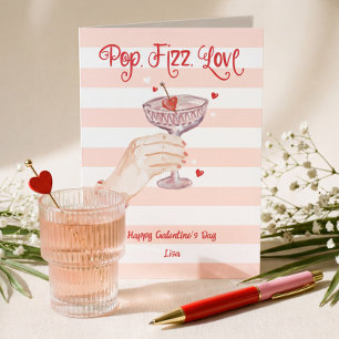 Pop Fizz Love Cocktail Frohe Galentine's Day Feiertagskarte