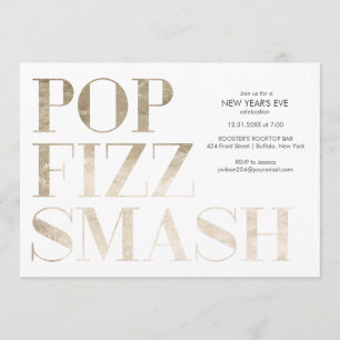 Pop Fizz Smash Faux Goldfolie Neujahr Einladung