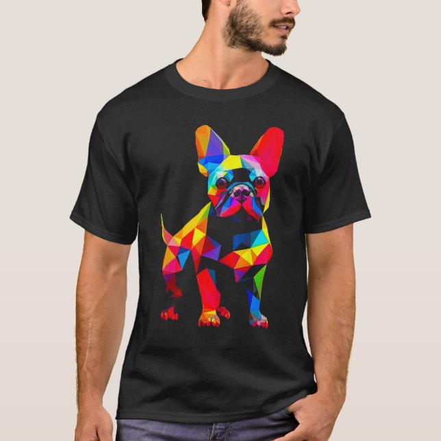 Pop French Bull Dog Kubismus T-Shirt (Vorderseite)