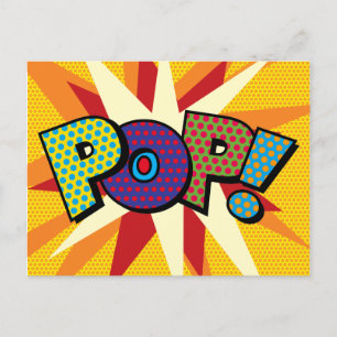 POP Fun Retro Comic Pop Kunst, Dichtung und Musik Ankündigungspostkarte