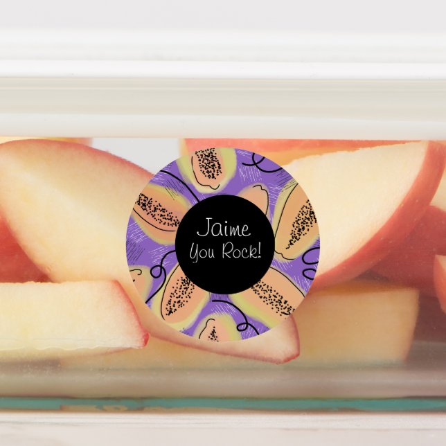 Pop Funk Papayas Food Lunch Box Etiketten (Befestigt)