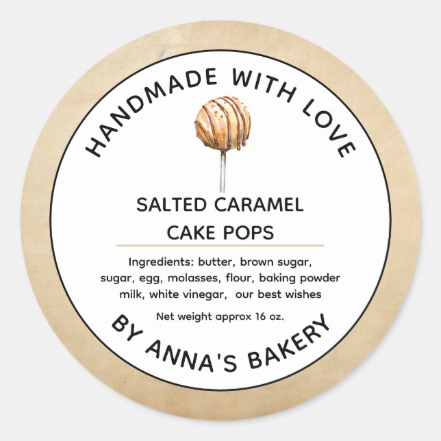 Pop für Backwaren für kleine Unternehmen Runder Aufkleber (Vorderseite)