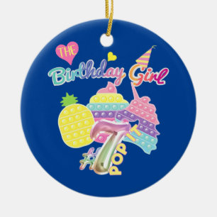 Pop Geburtstag für das 7-jährige Alte Girl Party  Keramik Ornament