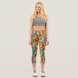 Pop Girl Art Comic 1 - Fun Capris Leggings