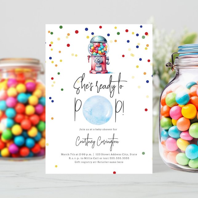 Pop Gumball Maschine Babydusche Einladung (Von Creator hochgeladen)
