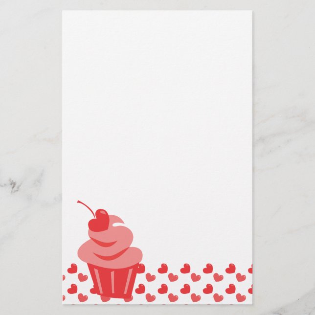 Pop Heart Cupcake Briefpapier (Vorderseite)