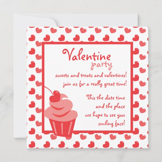 Pop Heart Cupcake Einladung (Vorderseite)