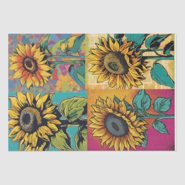 Pop im lebhaften Stil Art Sonnenblumen Dekopapier Seidenpapier (Vorderseite)