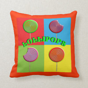 Pop in leuchtenden Farben Art Candy Lollipops Kissen