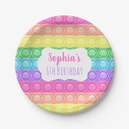 Pop It Birthday Party Paper Plate, Girl Birthday Pappteller