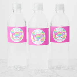 Pop It Birthday Party Personalisiert Pink Wasserflaschenetikett