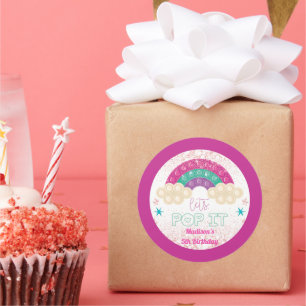 Pop It Birthday Party Rainbow Personalisiert Runder Aufkleber