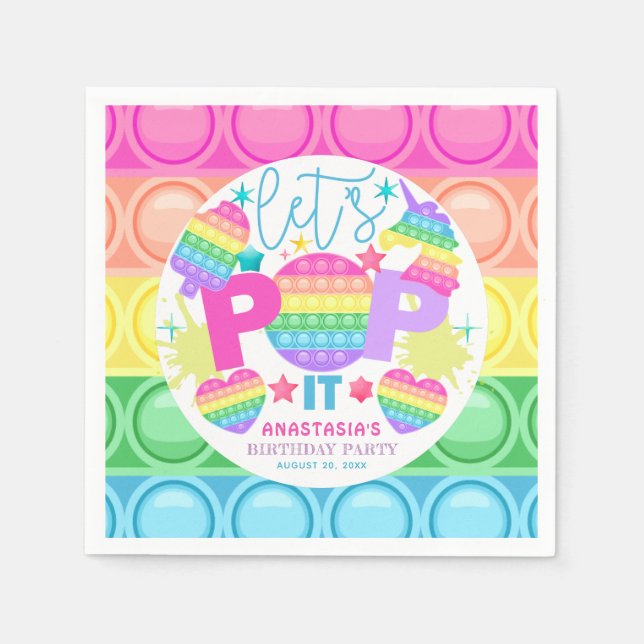 Pop It Birthday Personalisiert Girl Serviette (Vorderseite)