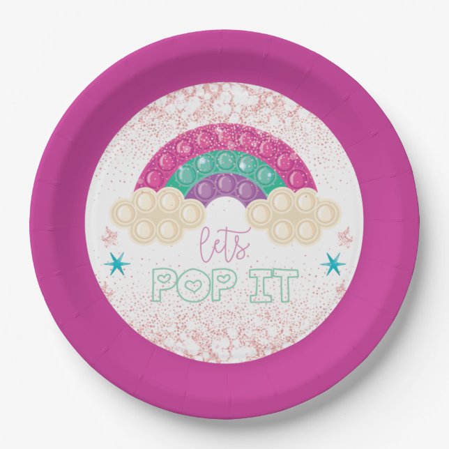Pop It Birthday Rainbow Pappteller (Vorderseite)